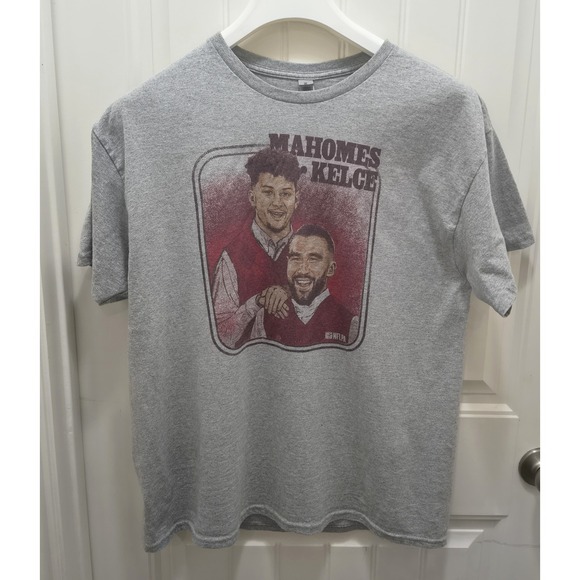 500 level Other - Mahomes Kelce KC Chiefs NFLPA Stepbrothers Portrait Graphic Tee Heather Gray 2XL